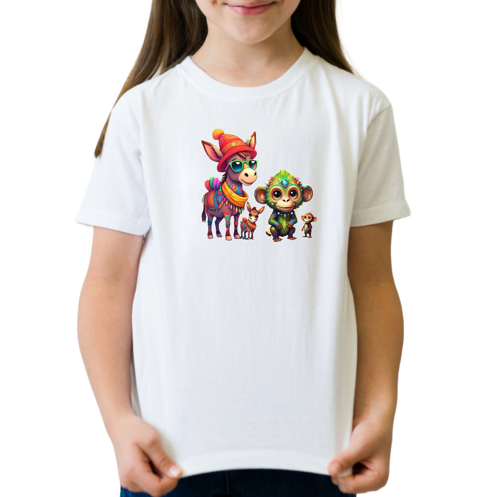 Funky Monkey & Friends 4 - Unisex Kids T-Shirt (ArtzyAi)