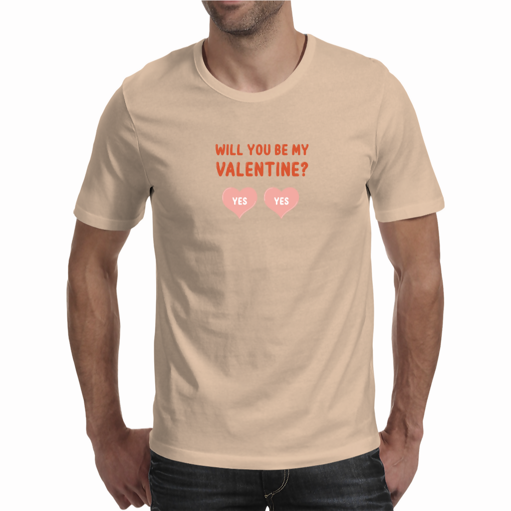 Will you be my valentine? (hearts) - Unisex T-shirt (NovelThredds)