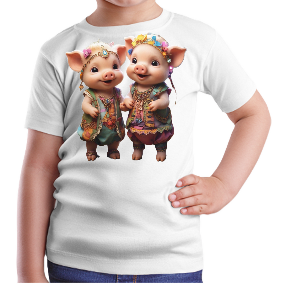 Piggy-4 Kids T-Shirt (ArtzyAi)