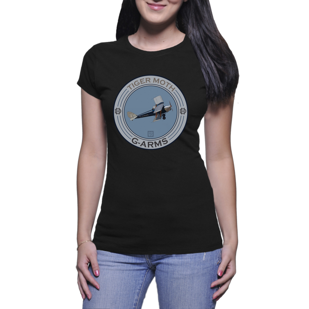 Tiger Moth G-ARMS - Ladies Cotton T-Shirt 1 (GeraldSmithArt)