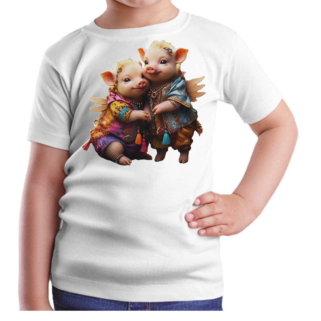 Piggy-5 Kids T-Shirt (ArtzyAi)