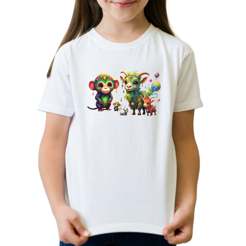 Funky Monkey & Friends 1 - Unisex Kids T-Shirt (ArtzyAi)