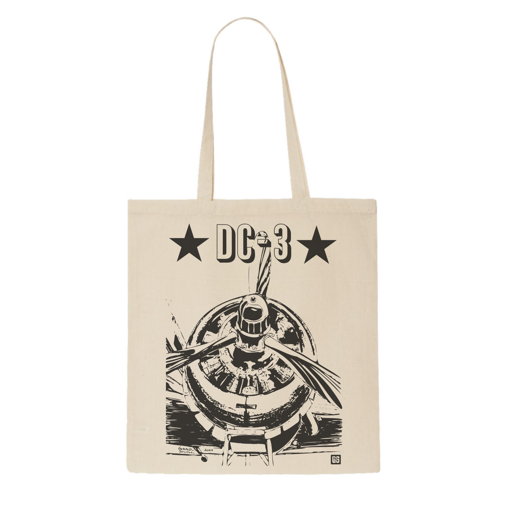 DC-3 Dakota Black - Tote Bag 1 (GeraldSmithArt)