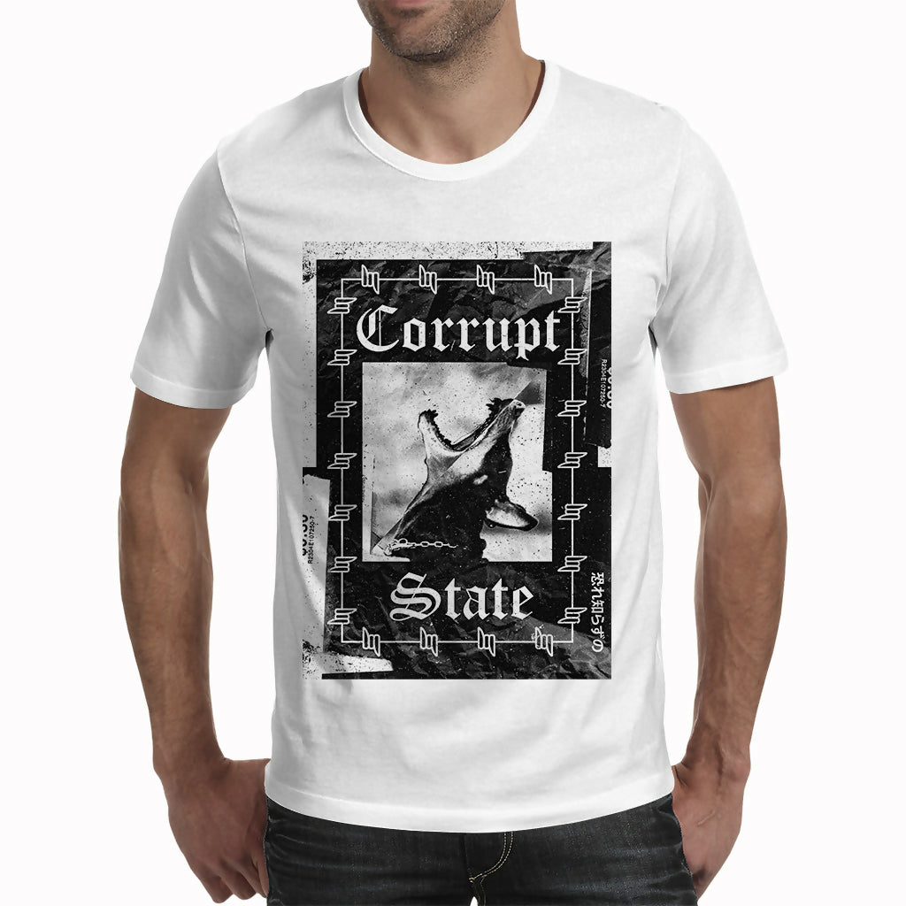 Corrupt - Men’s White Tee (IFEELSLICK)