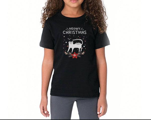 Funny Christmas Tees | Meowy Christmas (Kids)